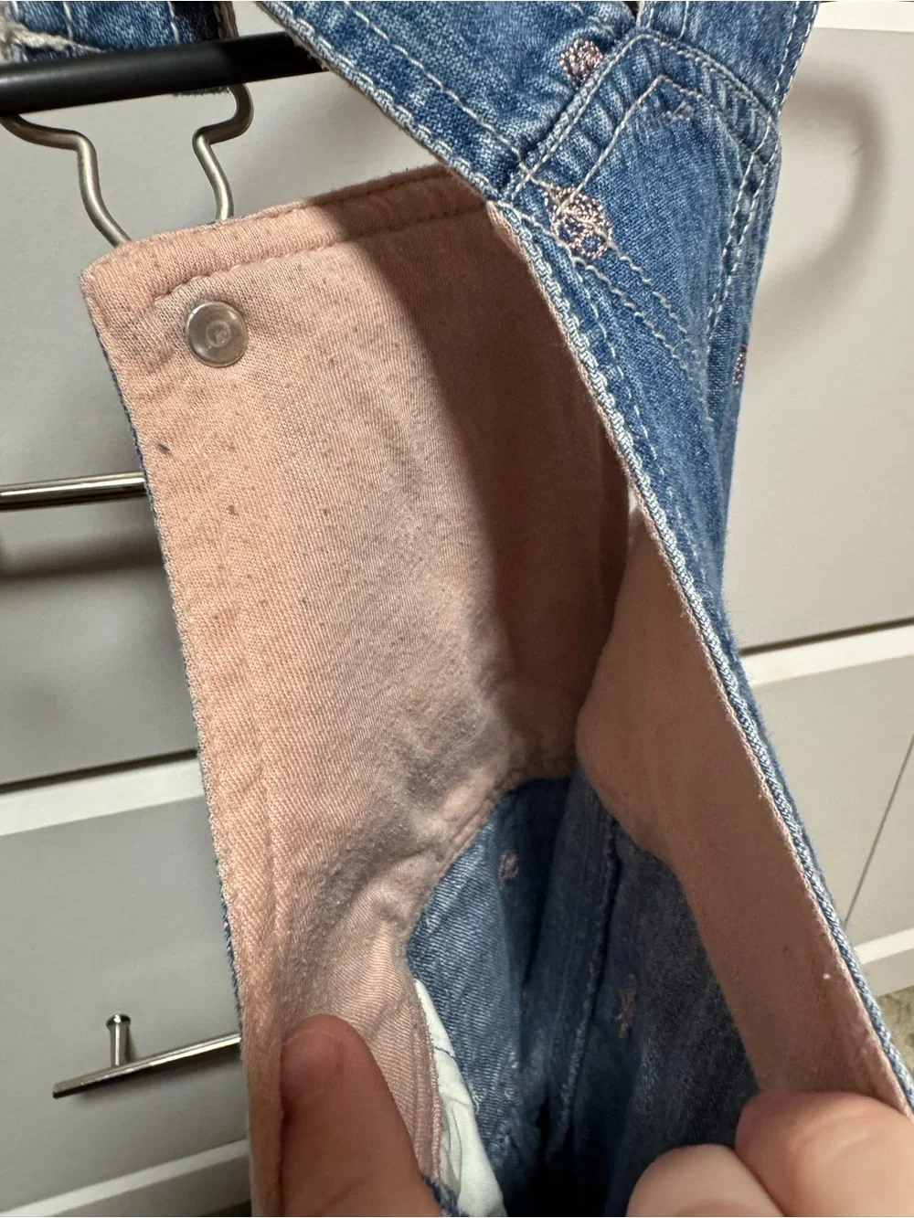 Denim Pink flower ruffle Overalls